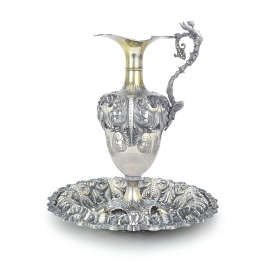 View full screen - View 1 of Lot 862. AN ITALIAN SILVER-GILT EWER AND BASIN, FLORENCE, 20TH CENTURY.