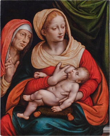 View full screen - View 1 of Lot 117. Madonna nursing the Christ Child with Saint Anne.