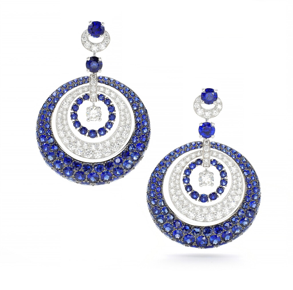 View full screen - View 1 of Lot 53. GRAFF | PAIR OF SAPPHIRE AND DIAMOND PENDENT EARRINGS.