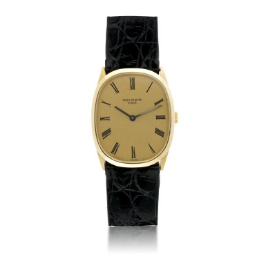 View full screen - View 1 of Lot 123. PATEK PHILIPPE | GOLDEN ELLIPSE REF 3546, A YELLOW GOLD ELLIPSE WRISTWATCH CIRCA 1980.