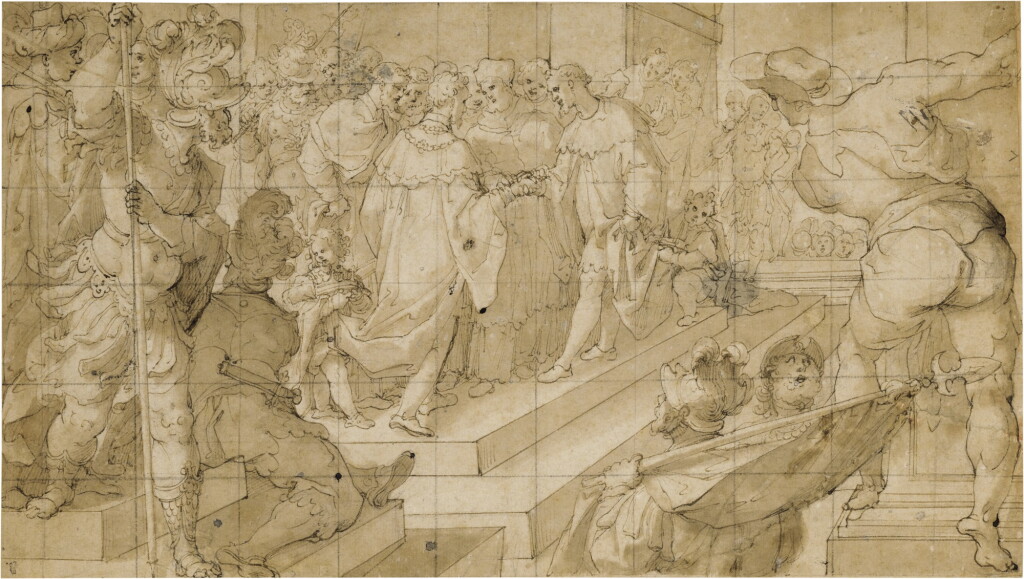 View full screen - View 1 of Lot 50. The meeting of two Kings in front of a Cardinal and congregation .