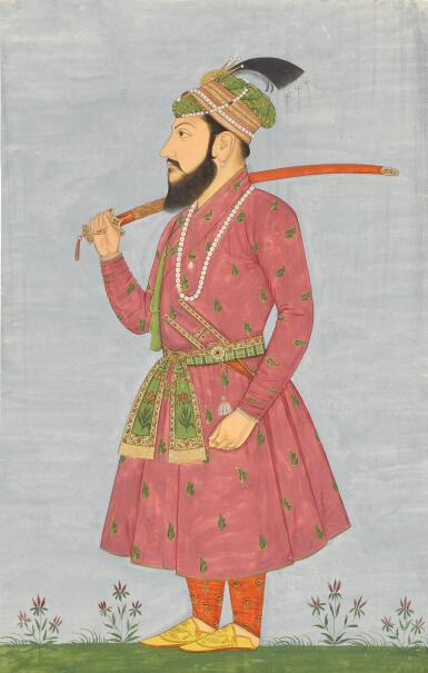 View full screen - View 1 of Lot 619. A large portrait of a Mughal prince, probably Shah Shuja, India, Deccan, Golconda, circa 1700.