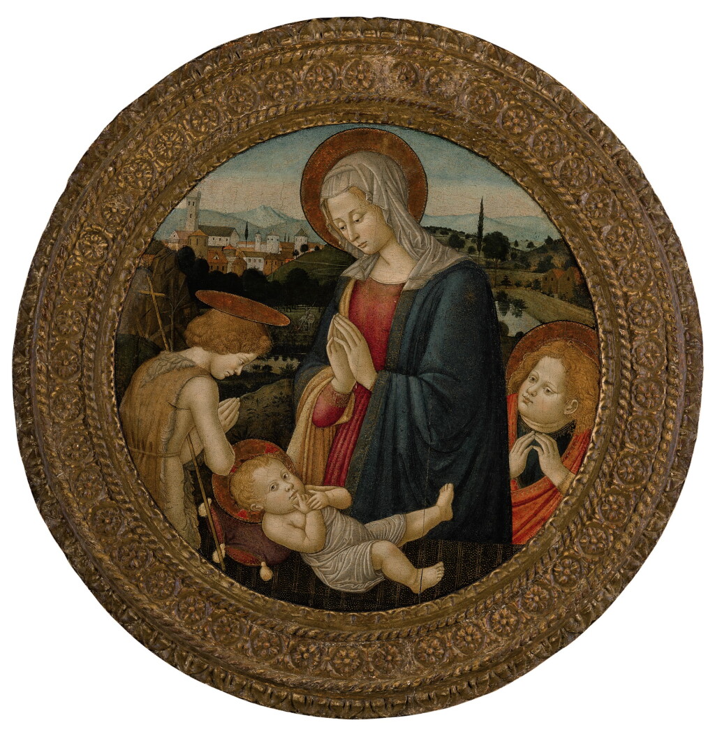 View full screen - View 1 of Lot 107. PSEUDO-PIERFRANCESCO FIORENTINO | MADONNA AND CHILD WITH THE INFANT ST. JOHN THE BAPTIST AND AN ANGEL.
