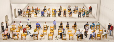 View full screen - View of Pictured Gathering with Mirror.