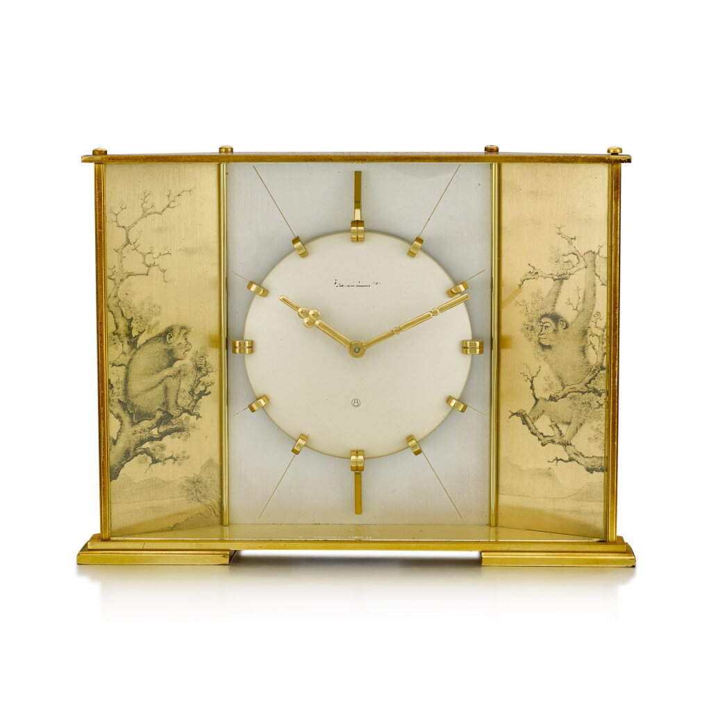 View full screen - View 1 of Lot 8846. Reference 370 | A gilt brass table clock with 8 days power reserve, Circa 1965 | 積家 | 型號370 | 鍍金銅製座鐘,備8天動力儲備,約1965年製.