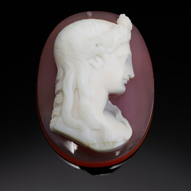 View full screen - View 1 of Lot 64. Possibly Angelo Antonio Amastini (1754-1816) or Nicolo Amastini (1780-1851) | Italian, Rome, early 19th century | Cameo with a Bust of Apollo.