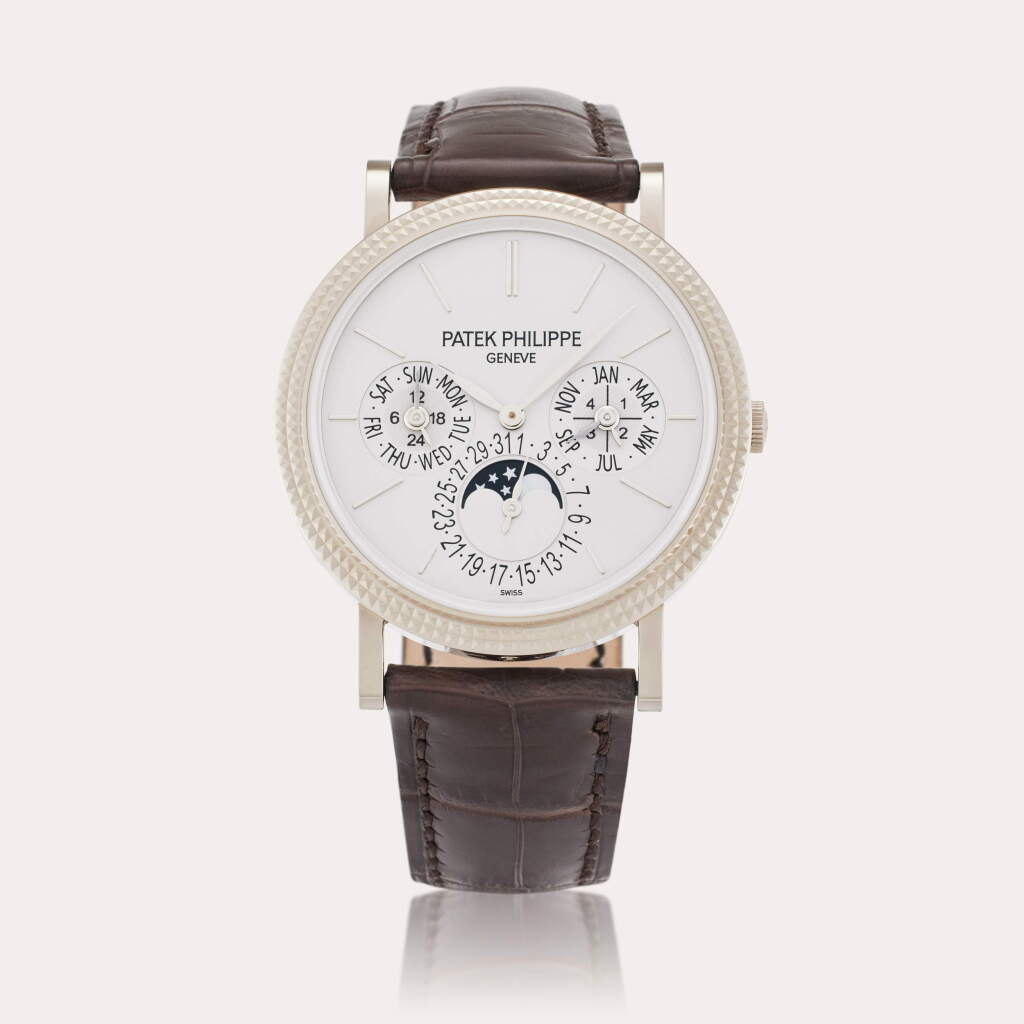 View full screen - View 1 of Lot 36. Reference 5139G-001 | A white gold automatic perpetual calendar wristwatch with 24 hour and leap year indication, Circa 2009.