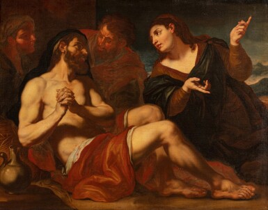 View full screen - View 1 of Lot 161. Job Taunted by his Wife and friends | Job rayé par sa femme et ses amis .