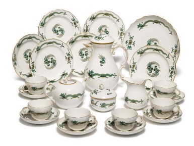 View full screen - View 1 of Lot 123. A Meissen 'Green-Dragon' Pattern Tea and Coffee Service, 20th Century.
