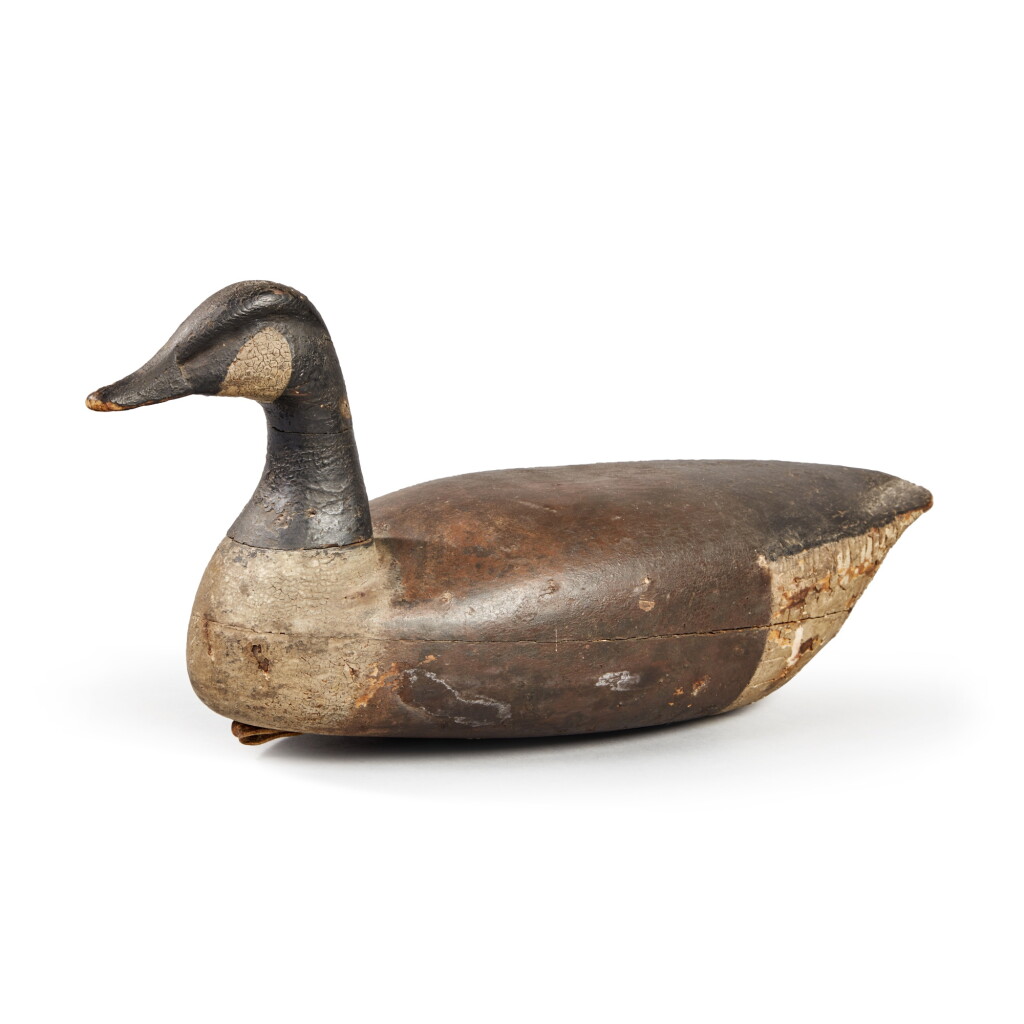 View full screen - View 1 of Lot 46. Carved and Painted Wooden Canada Goose Decoy, Lloyd Parker, Parkertown, New Jersey, Circa 1900.