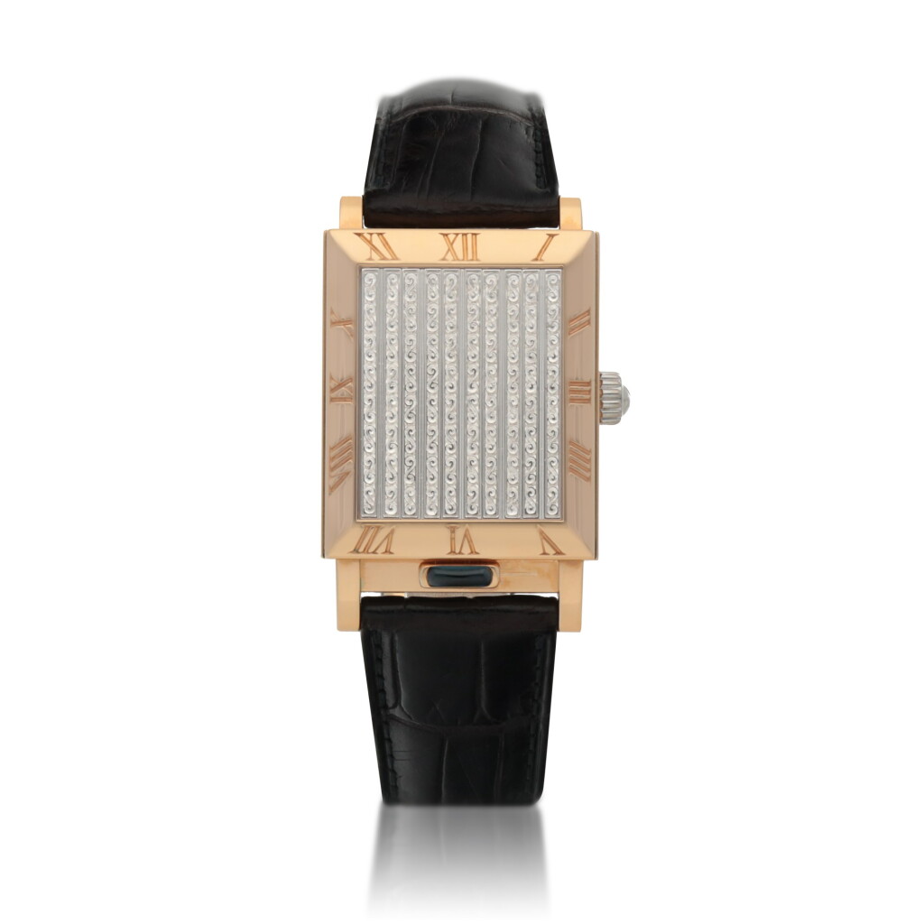 View full screen - View 1 of Lot 49. Jalousie, Ref. 91004/000B Limited edition white gold and pink gold wristwatch with concealed dial Circa 1998.