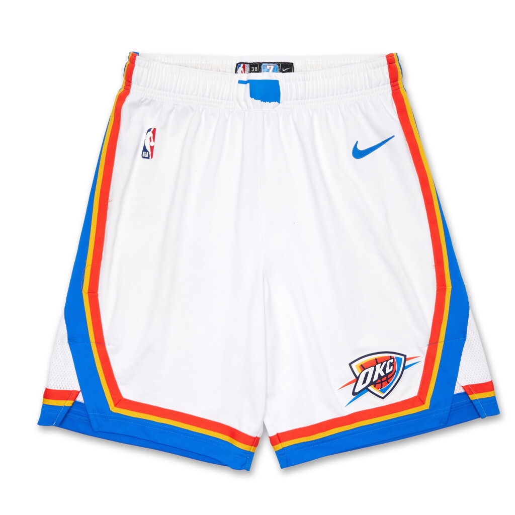 View full screen - View 1 of Lot 42. Chet Holmgren 'NBA Finals Debut' Oklahoma City Thunder 2025 NBA Finals Game Worn Association Edition Shorts | Game 1 | ‘Championship Run’ .
