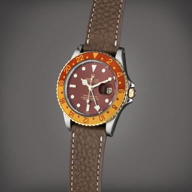View full screen - View 1 of Lot 37. Reference 16753 GMT-Master 'Root Beer' | A stainless steel and yellow gold automatic dual time wristwatch with date, Circa 1979.