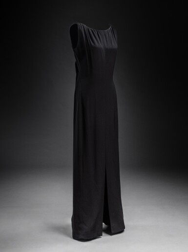 Cristbal Balenciaga | Long Haute Couture dress in black silk crepe, Cristbal Balenciaga | Long Haute Couture dress in black silk crepe,