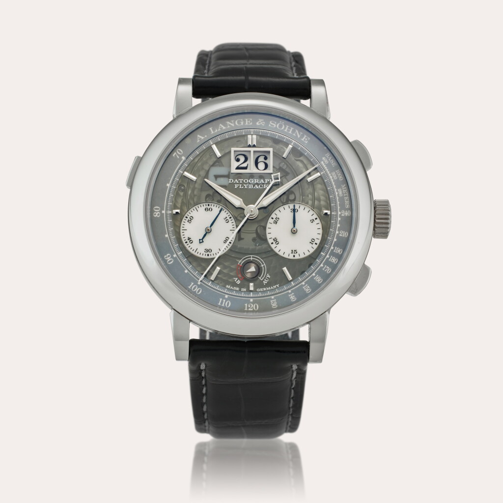 View full screen - View 1 of Lot 102. Reference 405.034 Datograph Up/Down 'Lumen' | A limited edition platinum flyback chronograph wristwatch with date and power reserve indication, Circa 2018.