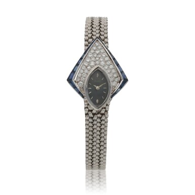View full screen - View 1 of Lot 461. Ref. 3384 White gold, sapphire and diamond-set wristwatch - Circa 1960.