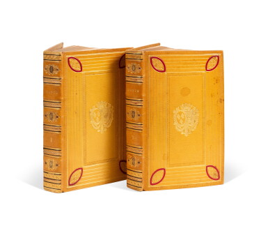 View full screen - View 1 of Lot 734. Opere poetiche. 1823. Maroquin citron de Simier, aux armes de la duchesse de Berry. 2 volumes..