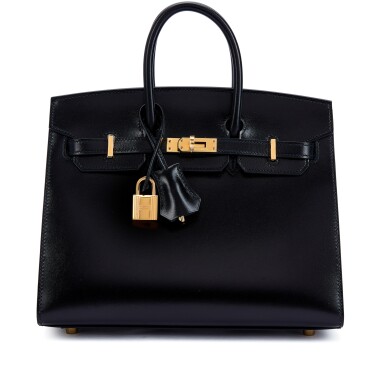 View full screen - View 1 of Lot 6039. Black Box Birkin 25 Sellier Gold Hardware, 2023.
