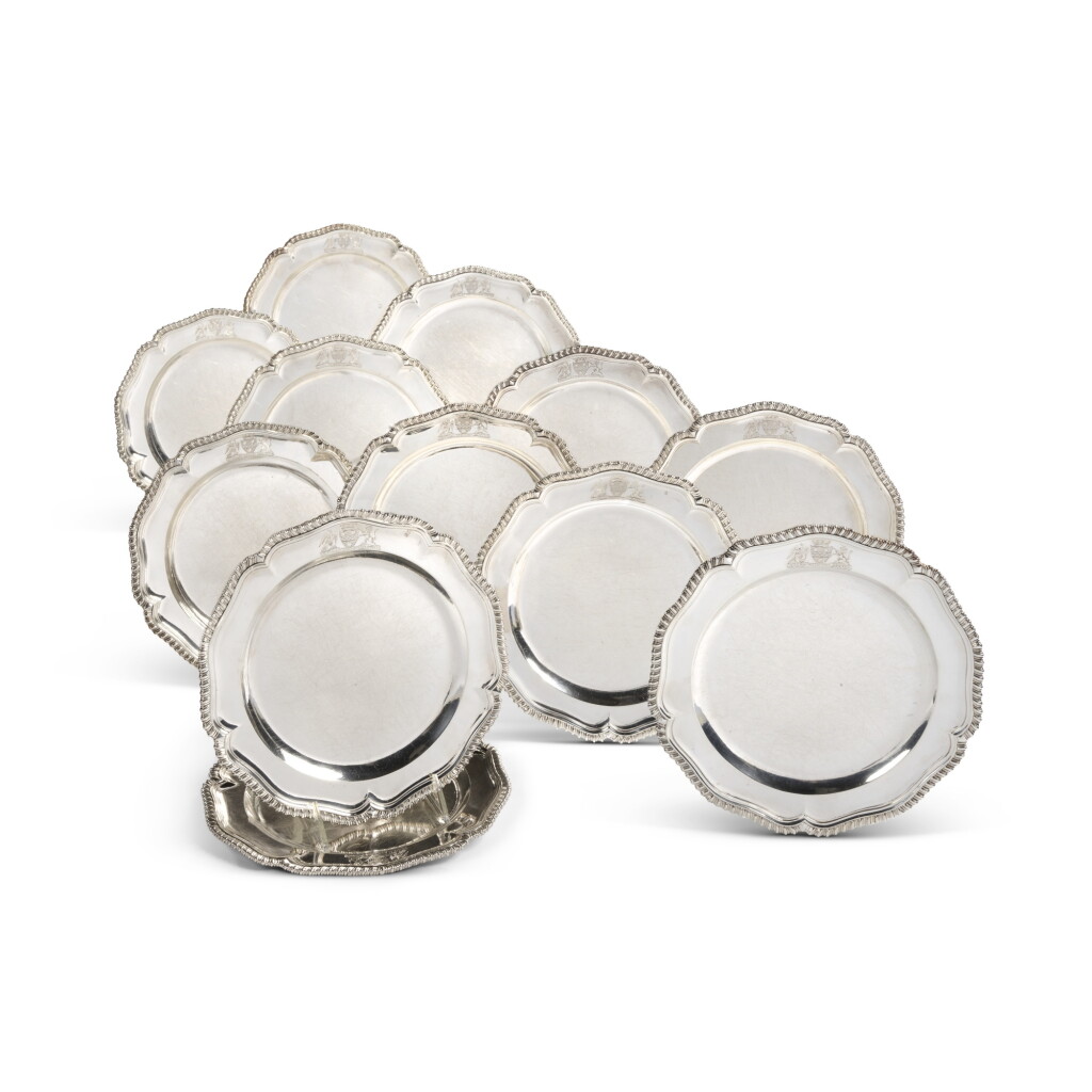 View full screen - View 1 of Lot 191. A Set of Twelve George III Silver Dinner Plates, Frederick Kandler, London, 1761.