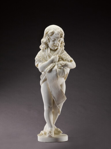 View full screen - View 1 of Lot 541. Girl cradling her cat.