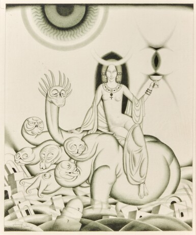 View full screen - View 1 of Lot 275. Edmund Dulac | The Scarlet Woman of Babylon, 1930, signed by the artist.