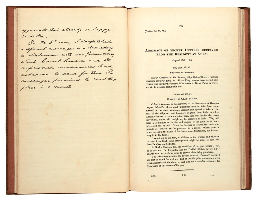 View full screen - View 1 of Lot 244. "Abyssinia. A volume of documents titled ""Account of the Abyssinian Expedition."" London, 1864–1868 ".