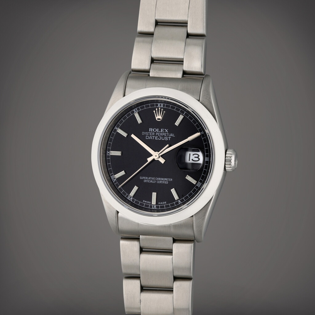 View full screen - View 1 of Lot 429. Reference 16220 Datejust | A stainless steel automatic wristwatch with date and bracelet, Circa 2001.