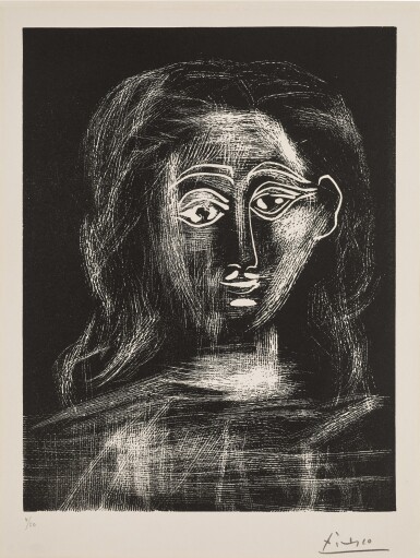 View full screen - View 1 of Lot 6. Jacqueline aux cheveux flous, en buste (B. 1091; Ba. 1295; Picasso Project L-144).