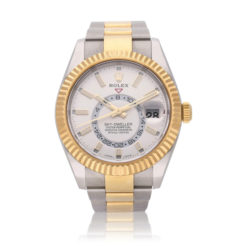 View full screen - View 1 of Lot 250. Reference 326933 Sky-Dweller | A stainless steel and yellow gold automatic wristwatch, Circa 2022.