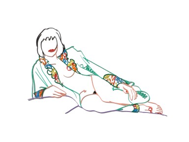 View full screen - View 1 of Lot 10. Monica Lying On One Elbow With Robe.