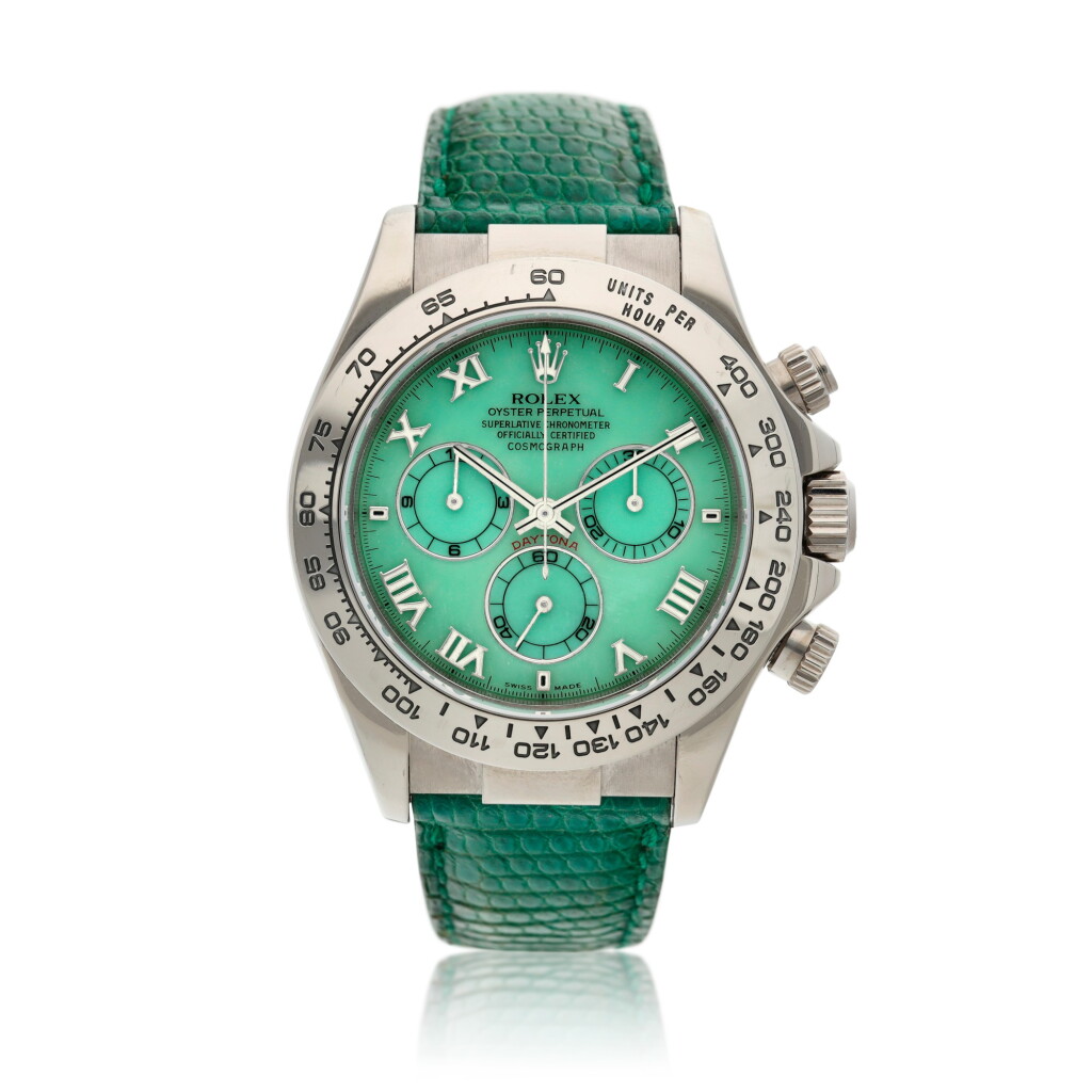 View full screen - View 1 of Lot 208. Reference 116519 'Daytona Beach' A white gold automatic chronograph wristwatch, Circa 2000.
