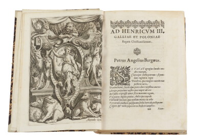 View full screen - View 1 of Lot 12. Angeli, Poemata omnia, Rome, 1585, later half vellum.