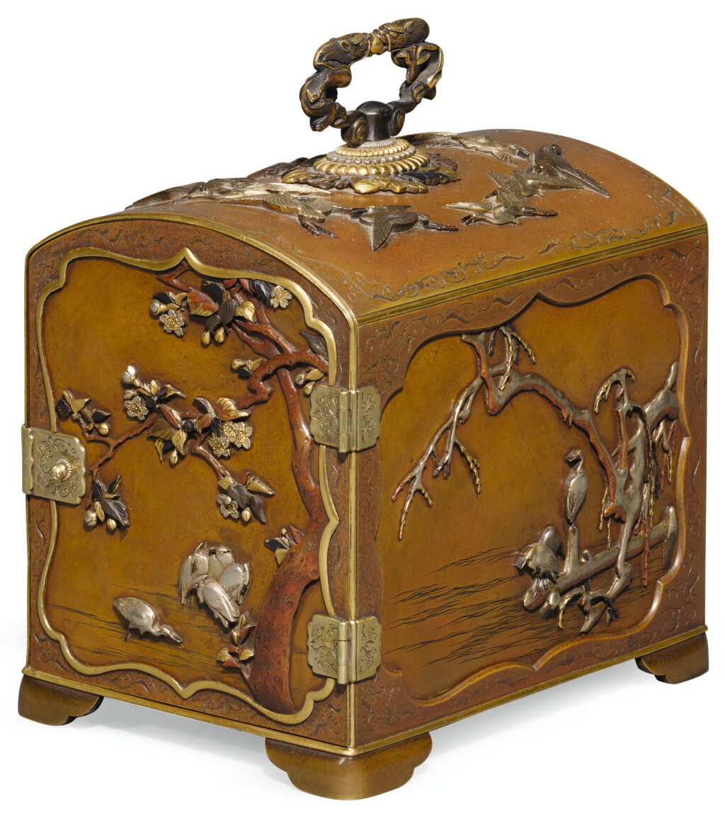View full screen - View 1 of Lot 132. A FINE BRONZE KODANSU, SIGNED DAI NIHON KYOTO JU IKKODO MIYABE ATSUYOSHI, MEIJI PERIOD, LATE 19TH CENTURY.