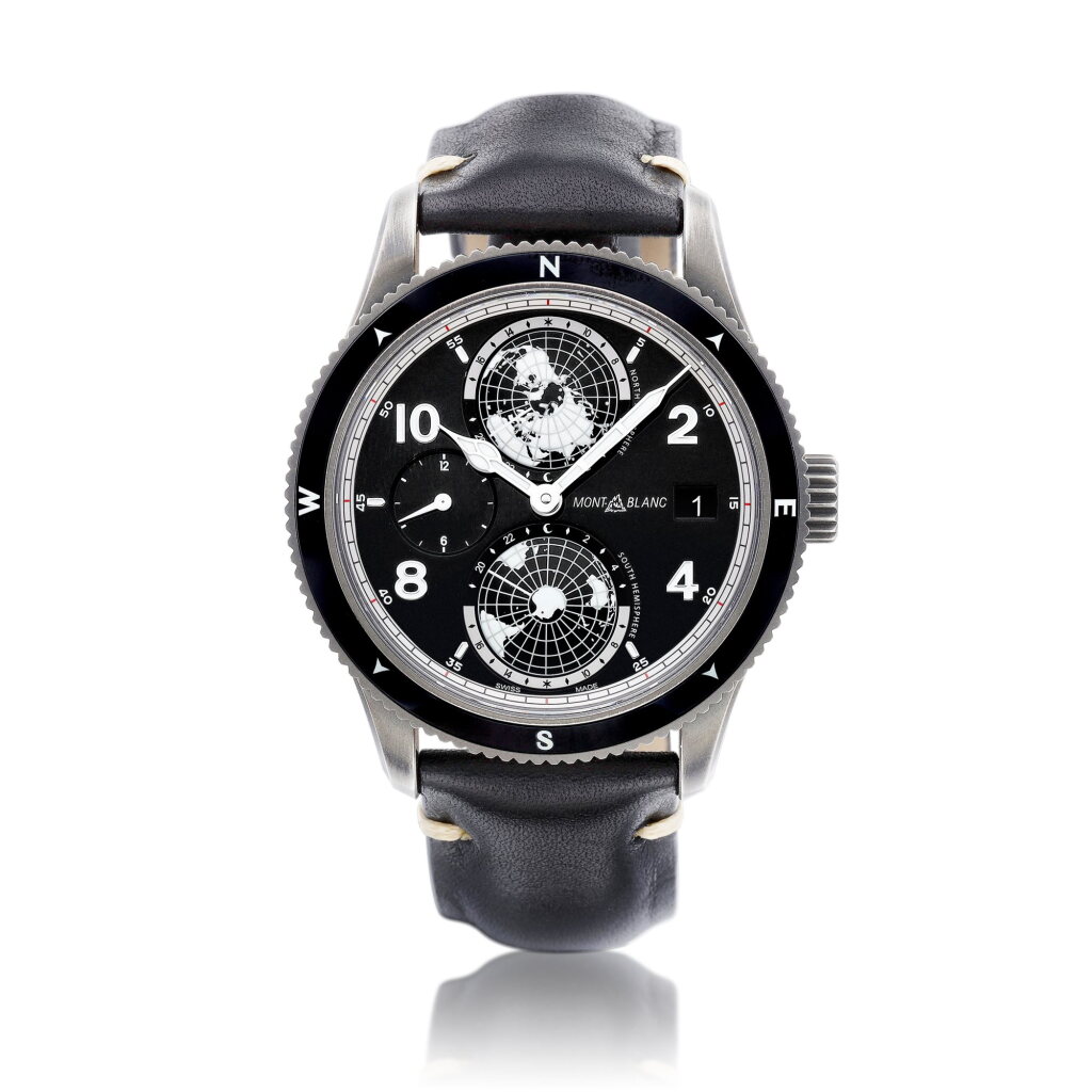 View full screen - View 1 of Lot 8230. 1858 Geosphere, Reference MB128257 | A limited edition distressed stainless steel world time wristwatch with date, 24 hour and day and night indication, Circa 2021 | 萬寶龍 1858 Geosphere 型號MB128257 | 限量版精鋼世界時間腕錶,備日期顯示、24小時及晝夜顯示,約2021年製.