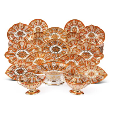 View full screen - View 1 of Lot 1139. A Derby Iron-Red and Gold-Ground Part-Dessert Service, Circa 1810.