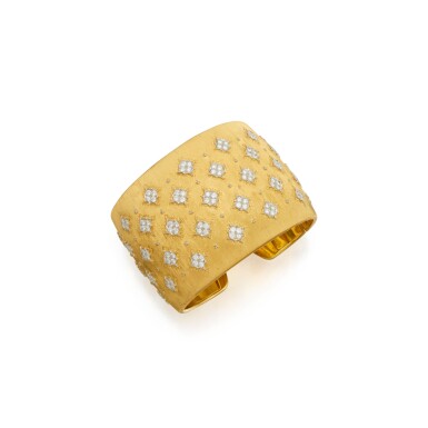 View full screen - View 1 of Lot 80. GOLD AND DIAMOND CUFF-BRACELET, BUCCELLATI.