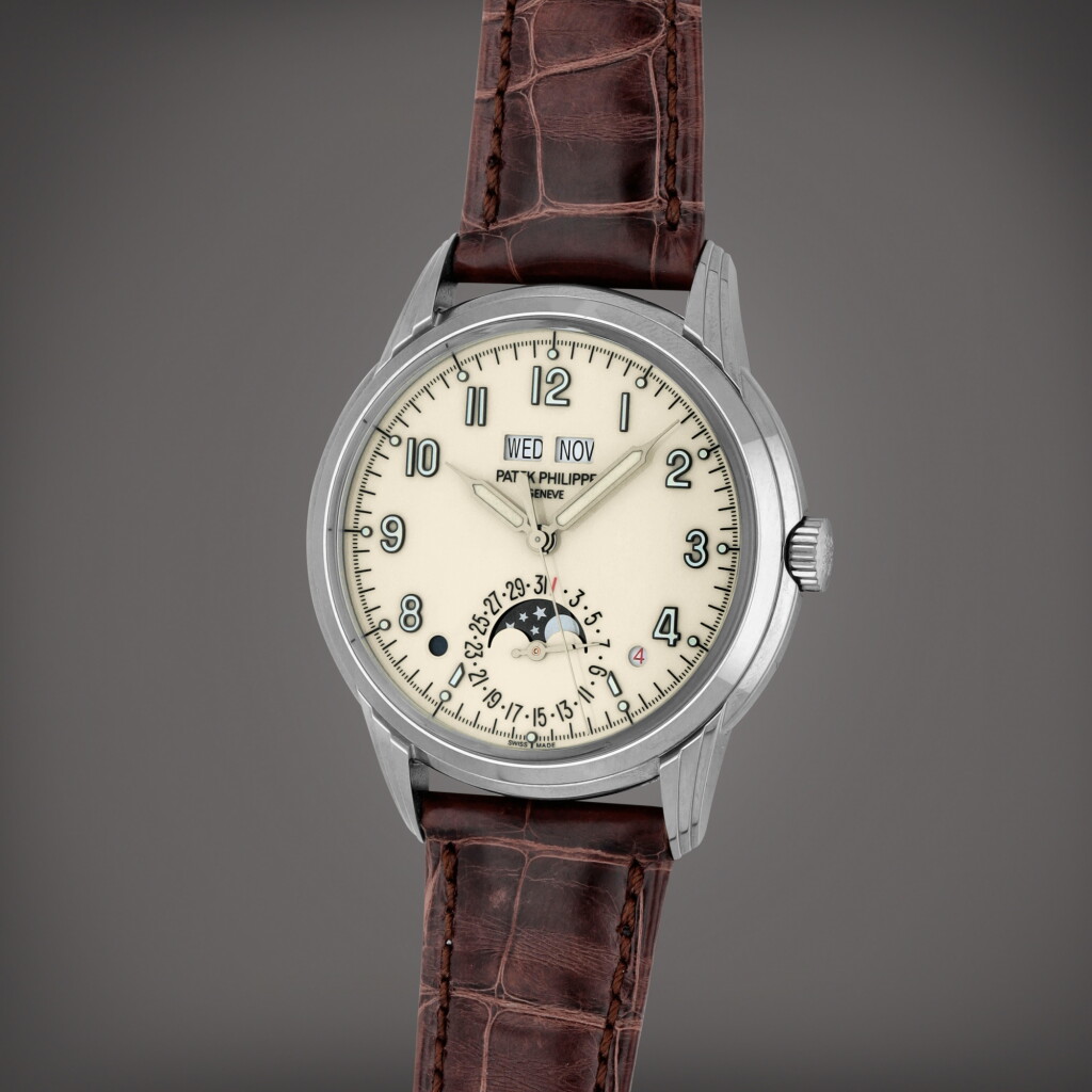 View full screen - View 1 of Lot 37. Reference 5320G-001 | A white gold perpetual calendar wristwatch with moon phases, leap year and day/night indication | Circa 2021| 百達翡麗 | 型號5320G-001 |白金萬年曆腕錶備月相、閏年及晝夜顯示,製作年份約2021.