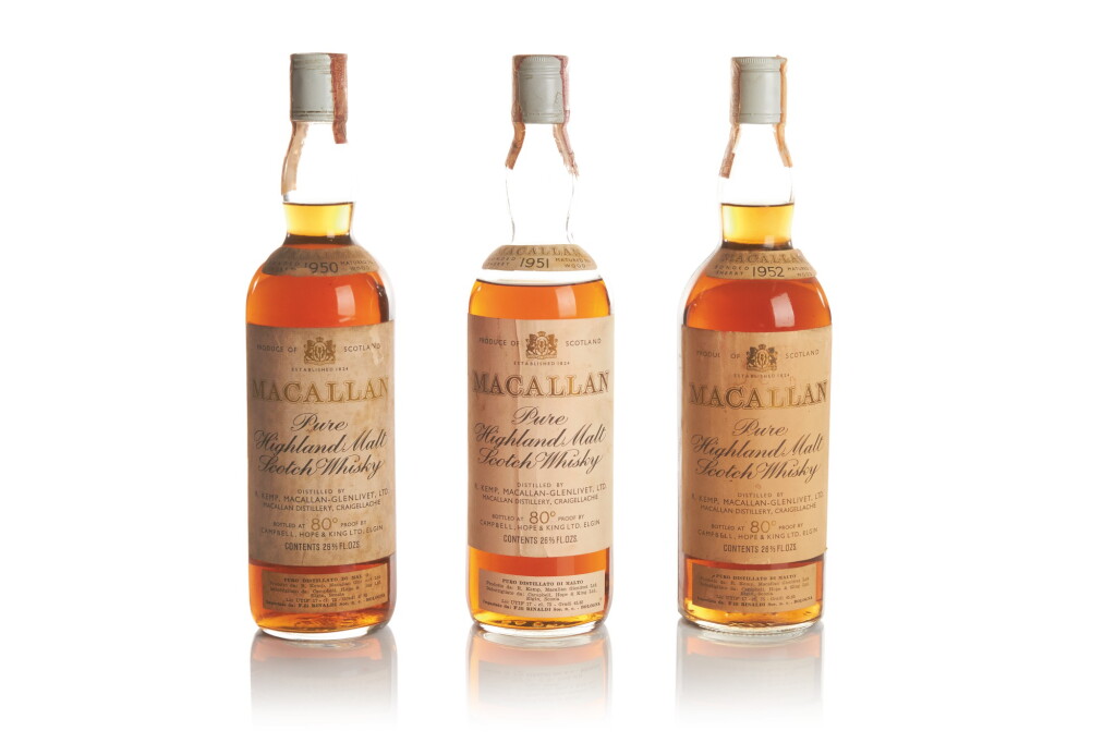 View full screen - View 1 of Lot 32. THE MACALLAN OVER 15 YEAR OLD 45.85 ABV 1952 .