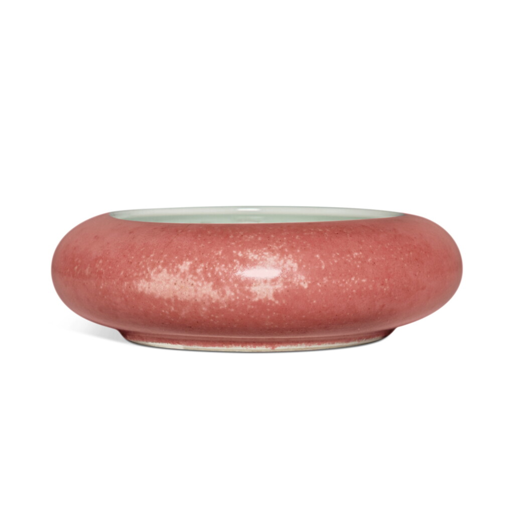 View full screen - View 1 of Lot 7. A peachbloom-glazed brush washer, Mark and period of Kangxi.