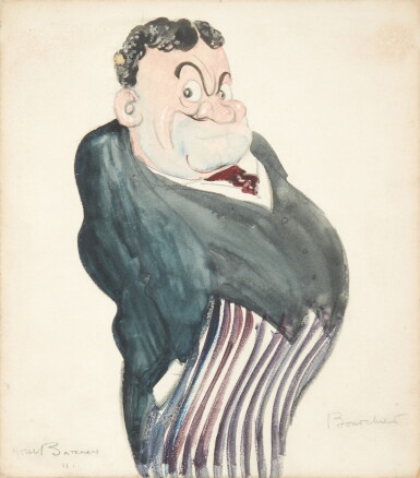 View full screen - View 1 of Lot 6. H.M. Bateman | "Bourchier", 1911, pencil and watercolour, framed and glazed.