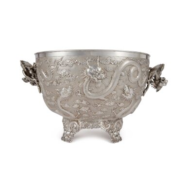 View full screen - View 1 of Lot 360. A Massive Chinese Export Silver Punch Bowl, Luen Wo, Shanghai, Late 19th Century.