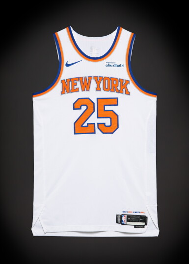 View full screen - View 1 of Lot 21. Mikal Bridges New York Knicks 2026 NBA Playoffs Eastern Conference Round 1 Game Worn Association Edition Jersey | Game 1.