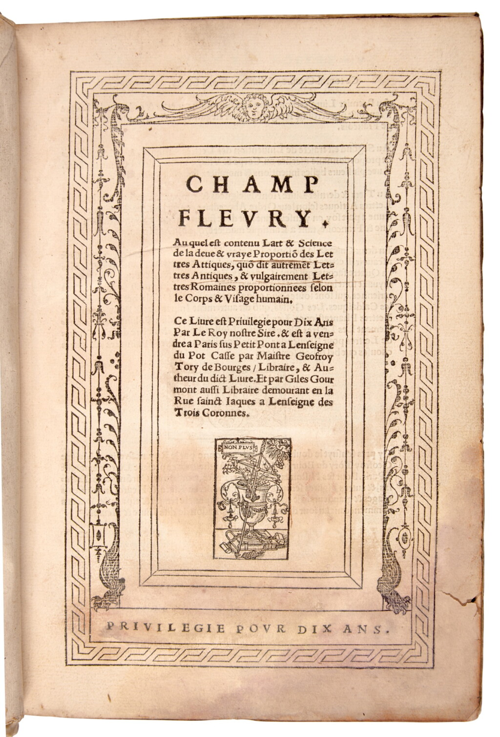 View full screen - View 1 of Lot 308. Tory, Champfleury, Paris, 1529, contemporary limp vellum.