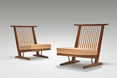 View full screen - View 1 of Lot 547. Pair of "Conoid Cushion" Chairs.