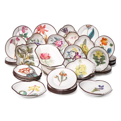 View full screen - View 1 of Lot 150. AN ASSEMBLED BRITISH BOTANICAL PART-DESSERT SERVICE, CIRCA 1810.