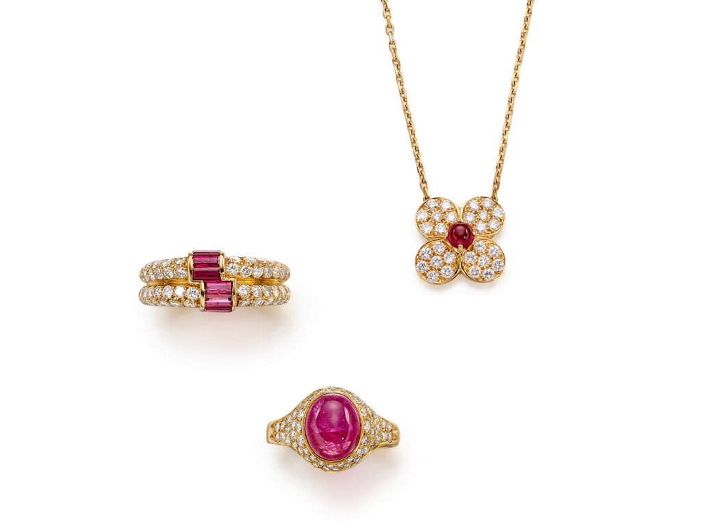 View full screen - View 1 of Lot 1623. Group of Ruby and Diamond Jewellery | 梵克雅寶 | 紅寶石 配 鑽石 珠寶首飾一組.