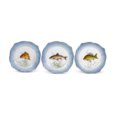 View full screen - View 1 of Lot 417. A Set of Three Royal Copenhagen 'Flora Danica' 'Fish' Plates, Circa 1936-1942.