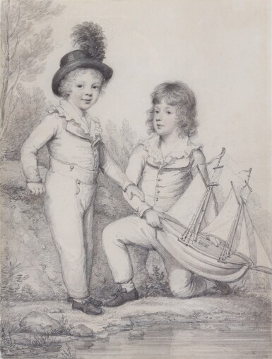 View full screen - View 1 of Lot 138. A double portrait of Sir Horace Seymour (1791-1851) and his younger brother Frederick Seymour (1979-1856), when children.