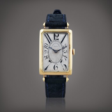 View full screen - View 1 of Lot 381. Gondolo rectangular, reference 11 Montre bracelet en or jaune | Yellow gold wristwatch Fabriquée en 1919| Made in 1919.