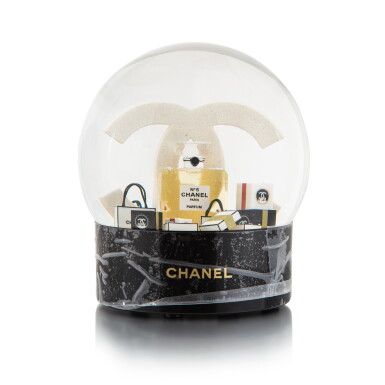 View full screen - View 1 of Lot 1084. XL Perfume and Double C Motorized Snow Globe.